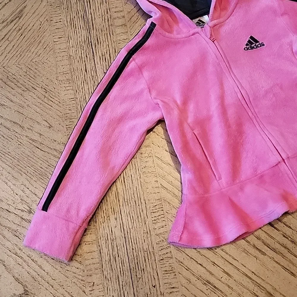 2T pink velour Hooded jacket Adidas 💖